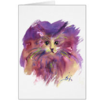 KITTY PORTRAIT / Colourful Hearts Greeting Card