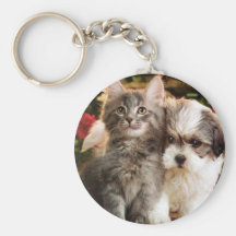 Kitty & Puppy Keychain