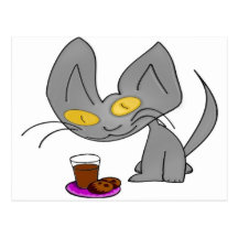 Kitty Sees Cookies And Chocolate Milk Post Cards