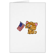 Kitty with Flag Greeting Cards