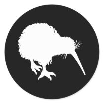 Kiwi Silhouette Round Stickers
