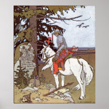 Knight on White Horse Poster