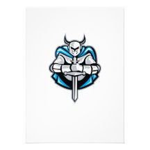 Knight With Sword And Cape Front Retro Personalized Announcement