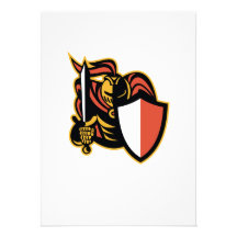 Knight With Sword And Shield Retro Personalised Invitation