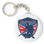 Knight with sword shield GB British Flag keychains