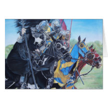 Knights on horses historic war realist art card
