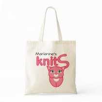 knit KITTY pink CAT personalised knitting tote Canvas Bags