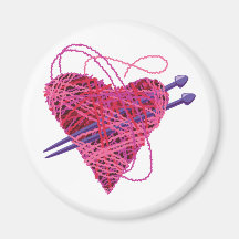 kniting pink heart magnets