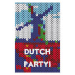 Knitted Dutch windmill on a field flyers