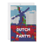 Knitted Dutch windmill on a field invitations