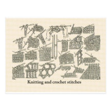 Knitting and crochet stitches postcards