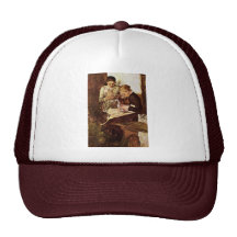Knitting End Girl On The Bench By Leibl Wilhelm Trucker Hats