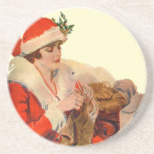 Knitting for Christmas Drink Coaster