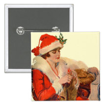 Knitting for Christmas Pinback Button
