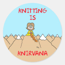 knitting is knirvana guru sticker