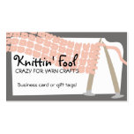 Knitting needles scarf pink grey business cards...