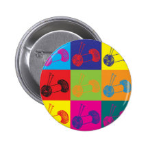 Knitting Pop Art Pinback Buttons
