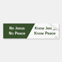 Know Jesus, Know Peace Bumper Stickers