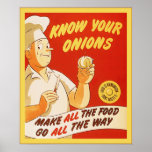 Know Your Onions ~ Vintage U.S. WW2 Poster posters