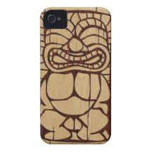 Koa Wood Tiki Ailani Surfboard iPhone 4 Cases