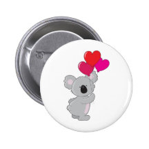 Koala Heart Balloons Pinback Buttons