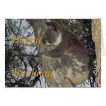 Koala hugging Tree Birthday Card