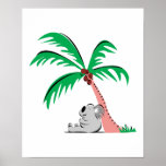 koala sleeping under palm tree poster