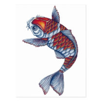 Kohaku Koi Fish postcards