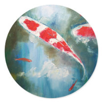 Kohaku Koi Round Stickers
