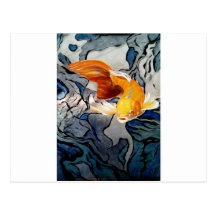 Koi fish on metal 'Swimming Through Colours' Postcard