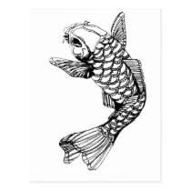 Koi Fish Outline postcards