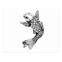 Koi Fish Outline postcards