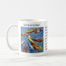 Koi in Lotus Pond Coffee Mugs