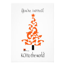 Koi swimming: graphic Christmas tree Invitation