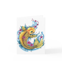 Koi with Cherry Blossoms Note Card