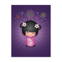 Kokeshi Cutie Fireworks Postcard