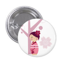 Kokeshi Sakura and Cherry Tree Pin