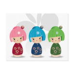 Kokeshi Triplets Postcard
