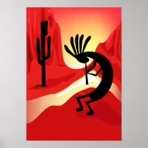 Kokopelli Sunset Poster