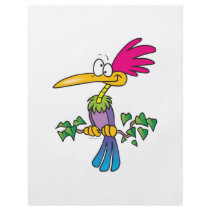 kooky crazy tropical exotic bird cartoon flyer design