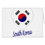 Korea (South) Flag Heart cards