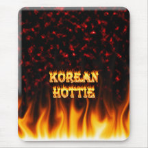 Korean Hottie fire and flames Red marble. Mouse Pad