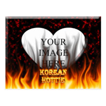 Korean Hottie fire and flames Red marble. Post Card