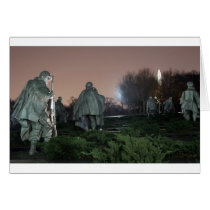 Korean War Memorial Washington Monument night Greeting Cards