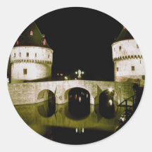 Kortrijk Bridge at night, Belgium Round Sticker