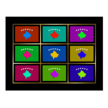 Kosovo Multihue Flags Postcard