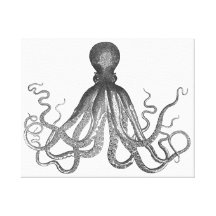 Kraken - Black Giant Octopus / Cthulu Gallery Wrapped Canvas