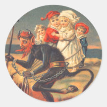 Krampus Kidnapping Children Sticker