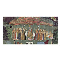 Krishna And The Mountain Govardhan By Shahadin Photo Cards