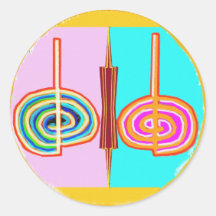 KRIYA - Action Clock n Anti-Clockwise Reiki Karuna Round Stickers